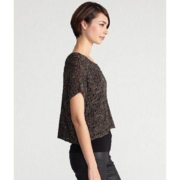 Eileen Fisher Dolman Boxy Sweater L PL LP Top Brown Gold Shimmer Linen Capsule - Picture 2 of 10